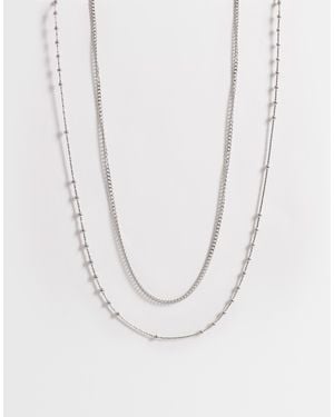 ASOS Waterproof Stainless Steel 2 Pack Ball And Curb Chain Necklace - White