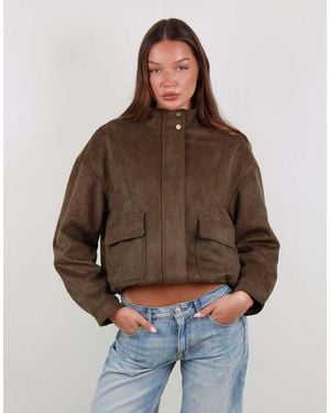 SIMMI Faux Suede Cargo Pocket Jacket - Brown