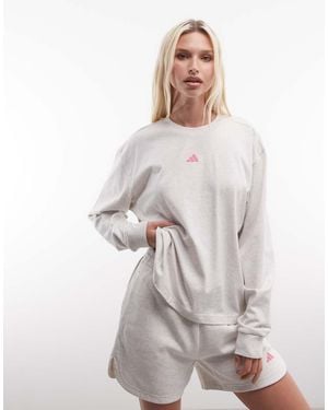 adidas Originals Three Stripes Studio Long Sleeve Top - White