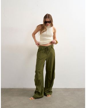 TOPSHOP Linen Cargo Trouser - Green
