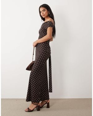 Kaiia Exclusive Slinky Tie Drape Waist Cowl Back Maxi Dress - Multicolor