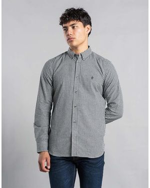 French Connection Cotton Long Sleeve Gingham Shirt - Grey