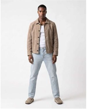 Harry Brown Theo Real Suede Shacket - Blue