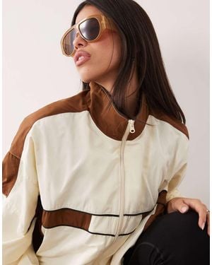 Lioness Rhode Funnel Neck Windbreaker Jacket - Brown