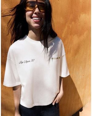 Bershka Short Sleeve Print T-shirt - White