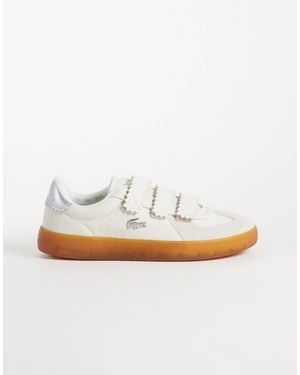 Lacoste Baseshot pro trainer à scratch semelle gomme crème et argent - Blanc