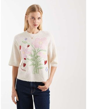 Threadbare Jersey Con Cuello Redondo Y Estampado Floral De -Blanco - Neutro