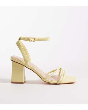 London Rebel Ash Strappy Mid Block Heeled Sandals - Metallic
