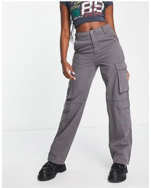 Bershka Drawstring Waist Cargo Pants - Gray
