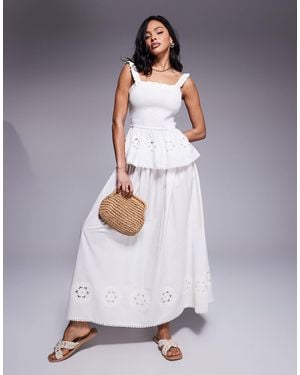 ASOS Angie Cotton Poplin Broderie Beach Maxi Skirt - Grey