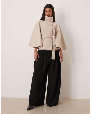 Gina Tricot Funnel Neck Belt Cape Jacket - Natural