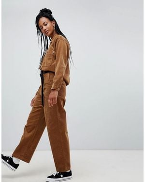 Carhartt – Locker geschnittene Cord-Chinohose mit hohem Bund - Braun