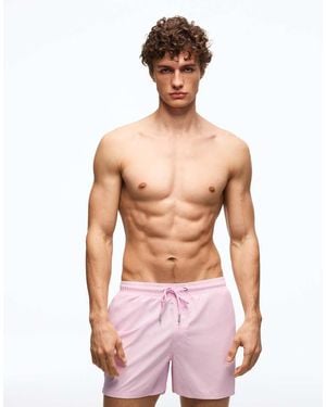 Bershka Basic Swim Shorts - Red