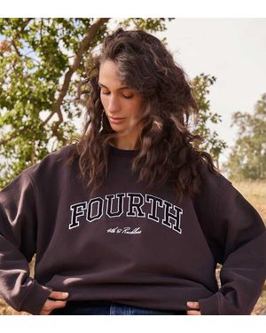 4th & Reckless Felpa Oversize Color Cioccolato Con Logo Ricamato - Marrone