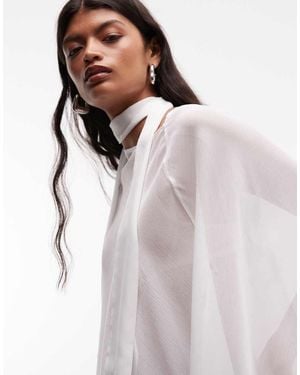 Reclaimed Vintage Sheer Chiffon Poncho - White