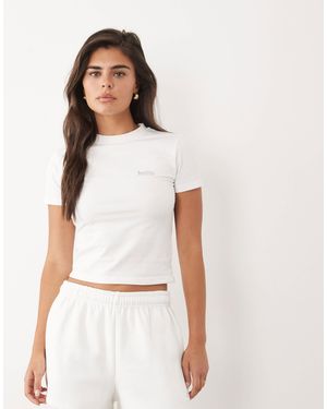 Kaiia Silver Hardware Logo Fitted Baby Tee - White