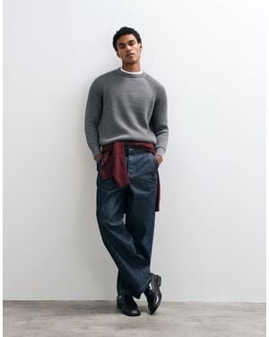 SELECTED Strickpullover mit fisherman-ripp - Weiß