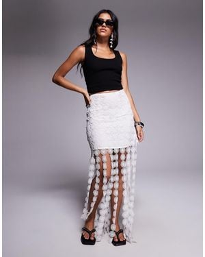 River Island Crochet Tassel Midi Skirt - White
