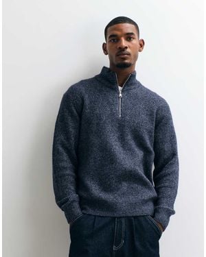 Jack & Jones Oversized Fluffy Half Zip Jumper - Blue