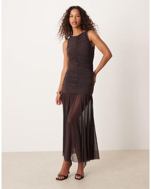 Gina Tricot Sleeveless Dropped Waist Midi Dress - Natural