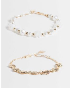 ASOS Pack Of 2 Bracelets With Sea Life Detail - Natural