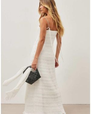NA-KD Smocked Ruffle Maxi Dress - Natural
