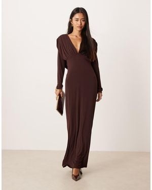Gina Tricot Draped Back Maxi Dress - Brown