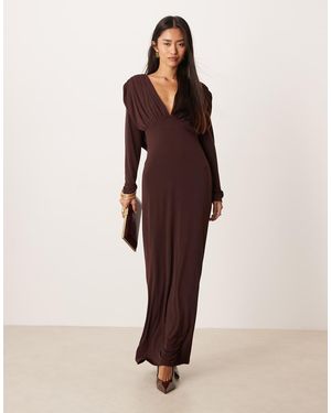 Gina Tricot Vestido Largo Con Espalda Drapeada De - Marrón