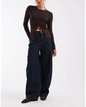 Noisy May Noah Mid Waist Barrel Jeans - Blue