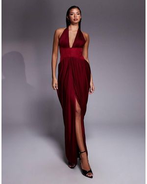 JLUXLABEL Drape And Destiny Deep V Maxi Dress - Purple