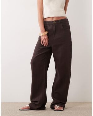 Mango 100% Cotton Cheesecloth Relaxed Trouser - Brown