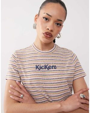 Kickers T-Shirt Ristretta Corta Misto Mélange A Righe Rétro - Marrone