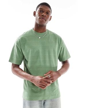 New Look Textured Tonal Stripe T-shirt - Green