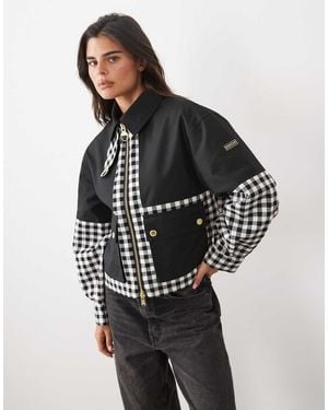 Barbour Gabriette Geruite Waterafstotende Jack Met Rits - Grijs
