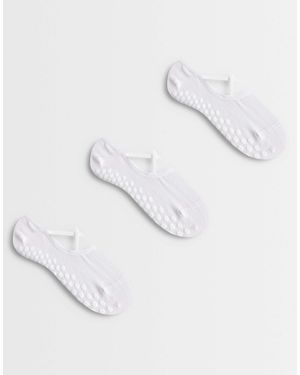 4505 Pilates 3 Pack Non-slip Grip Socks With Elastic Straps - White