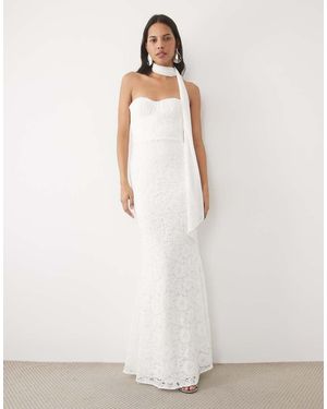 Six Stories Bruidsjurk Met Kant, Bandeau En Sjaaldetail - Wit