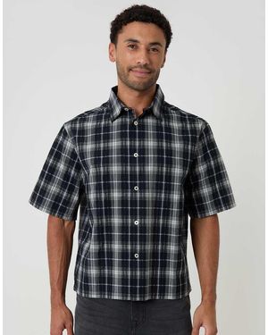 Threadbare Check Boxy Fit Short Sleeve Shirt - Black