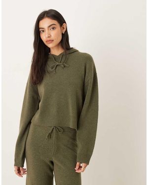 Jdy Sudadera Caqui Suelta Con Capucha De Punto De (Parte De Un Conjunto)-Verde