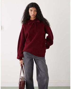Reclaimed Vintage Oversized Knitted Hoodie - Red
