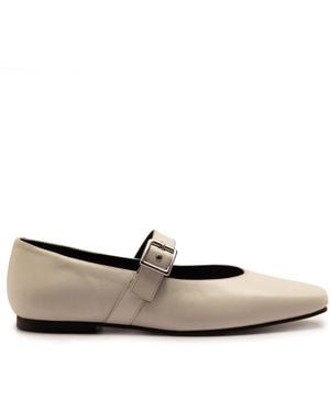OFF THE HOOK Cuffley Leather Square Toe Mary Jane Flats - White