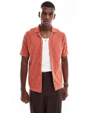 Only & Sons Camisa Rojo Arcilla Con Cuello De Solapas De Punto Calado De