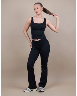 SIMMI Ruched Front Flared Leggings - Blue