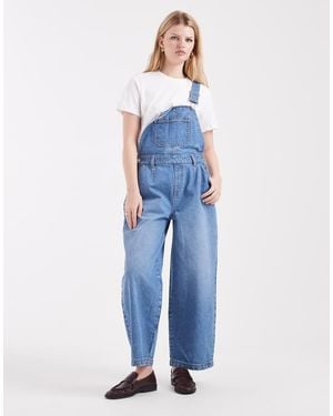 Miss Selfridge Barrel Leg Dungaree - Blue