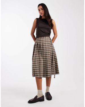 Miss Selfridge Tailored Pleated Midi Skirt - Multicolor