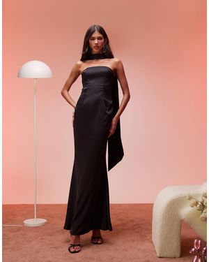Oh Polly Mandia Scarf Detail Strapless Maxi Dress - Black