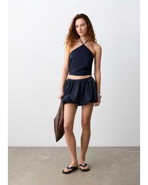 Mango Teen Linen Mix Halterneck Top - Blue