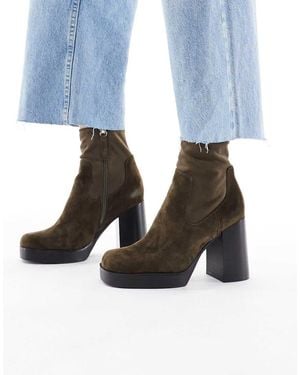 ALDO Seraphica Block Heel High Ankle Sock Boots - Blue