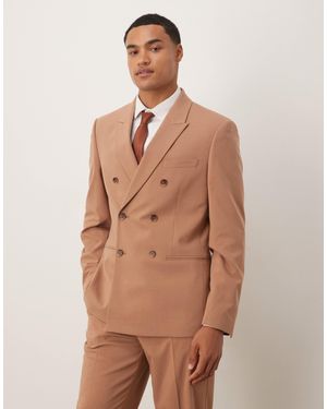 ASOS Double Breasted Slim Suit Jacket - Brown