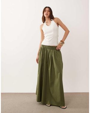 ASOS Elasticated Waist Volume Midi Skirt - Green