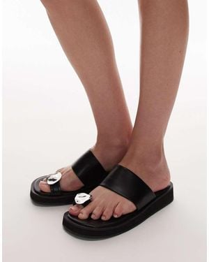 TOPSHOP Jules Molten Toe Piece Sandals - Black